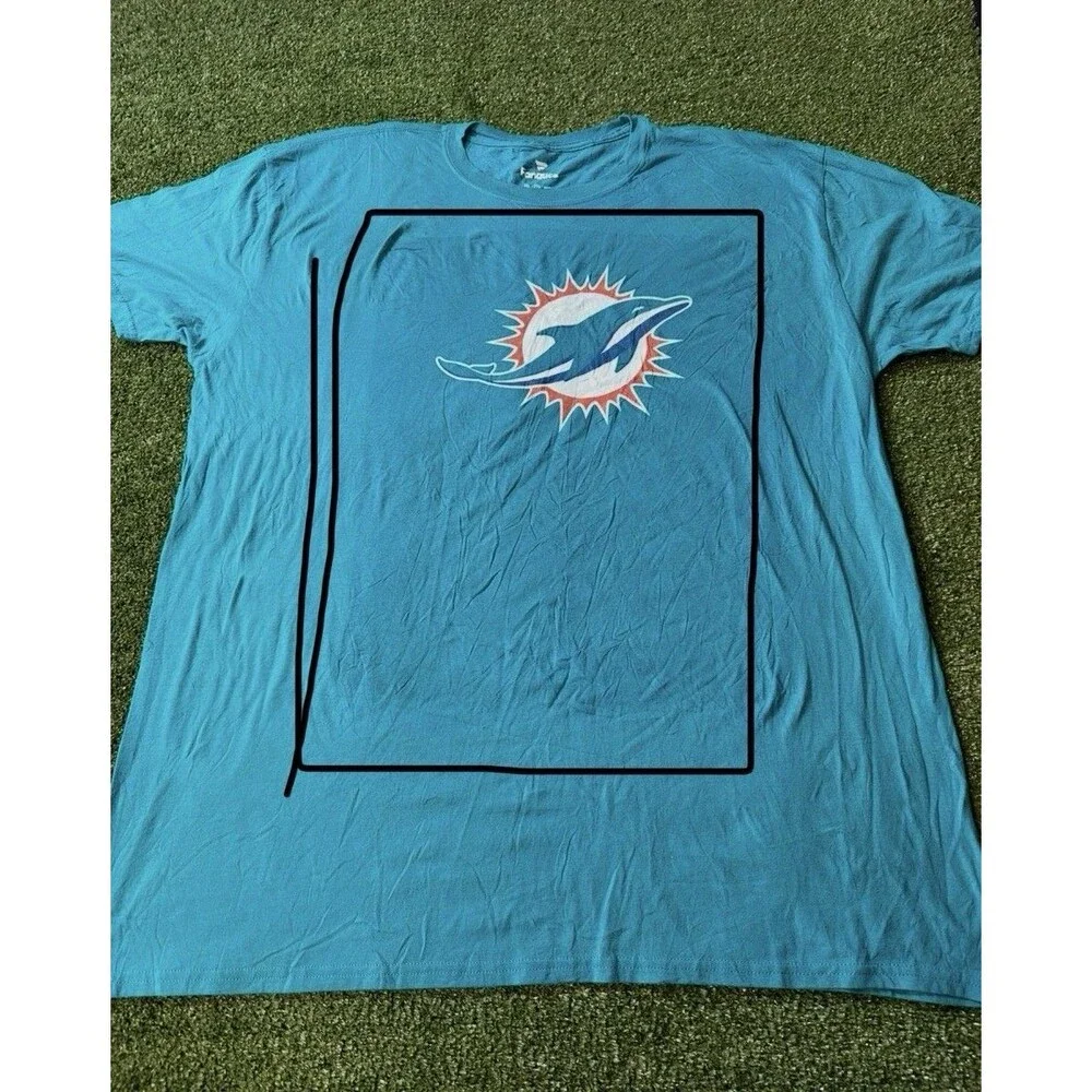 Miami Dolphins Fanatics Mens 2XL Blue T-Shirt Logo Waddle NWOT
